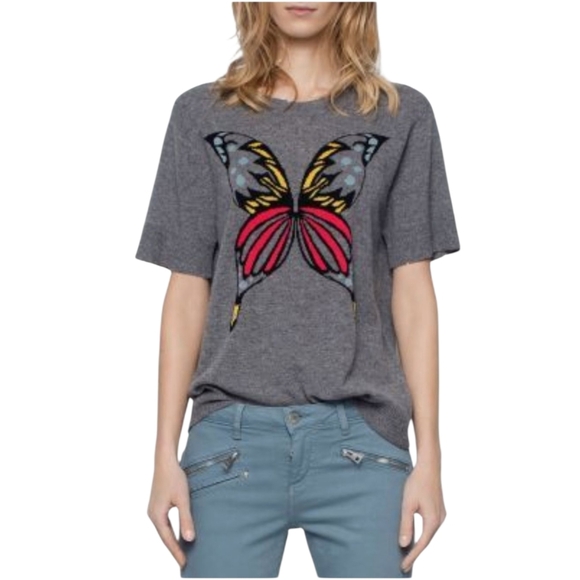 Zadig & Voltaire Sweaters - Zadig & Voltaire Gena Butterfly Cashmere Sweater In Gray